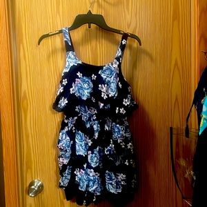 Justice Summer blue floral Romper. Size 10/12
